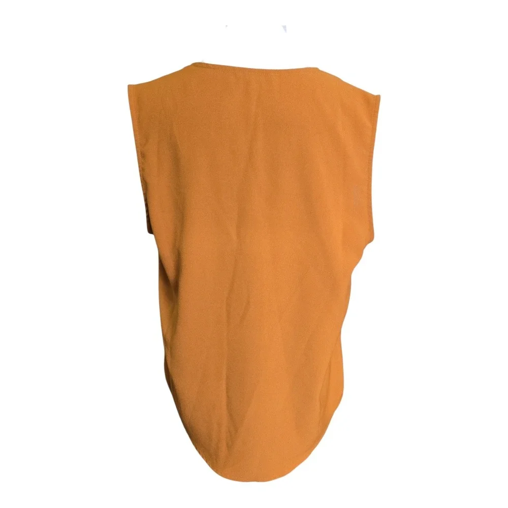 J. Crew Sleeveless V Neck‎ Ruffle Top Women's Size M Caramel Chic Fun